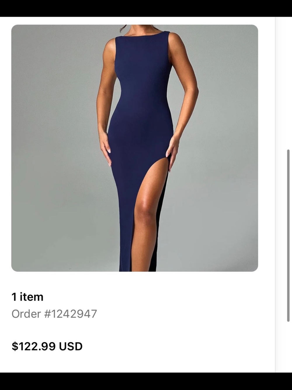 Sleek Navy High-Slit Maxi Dress